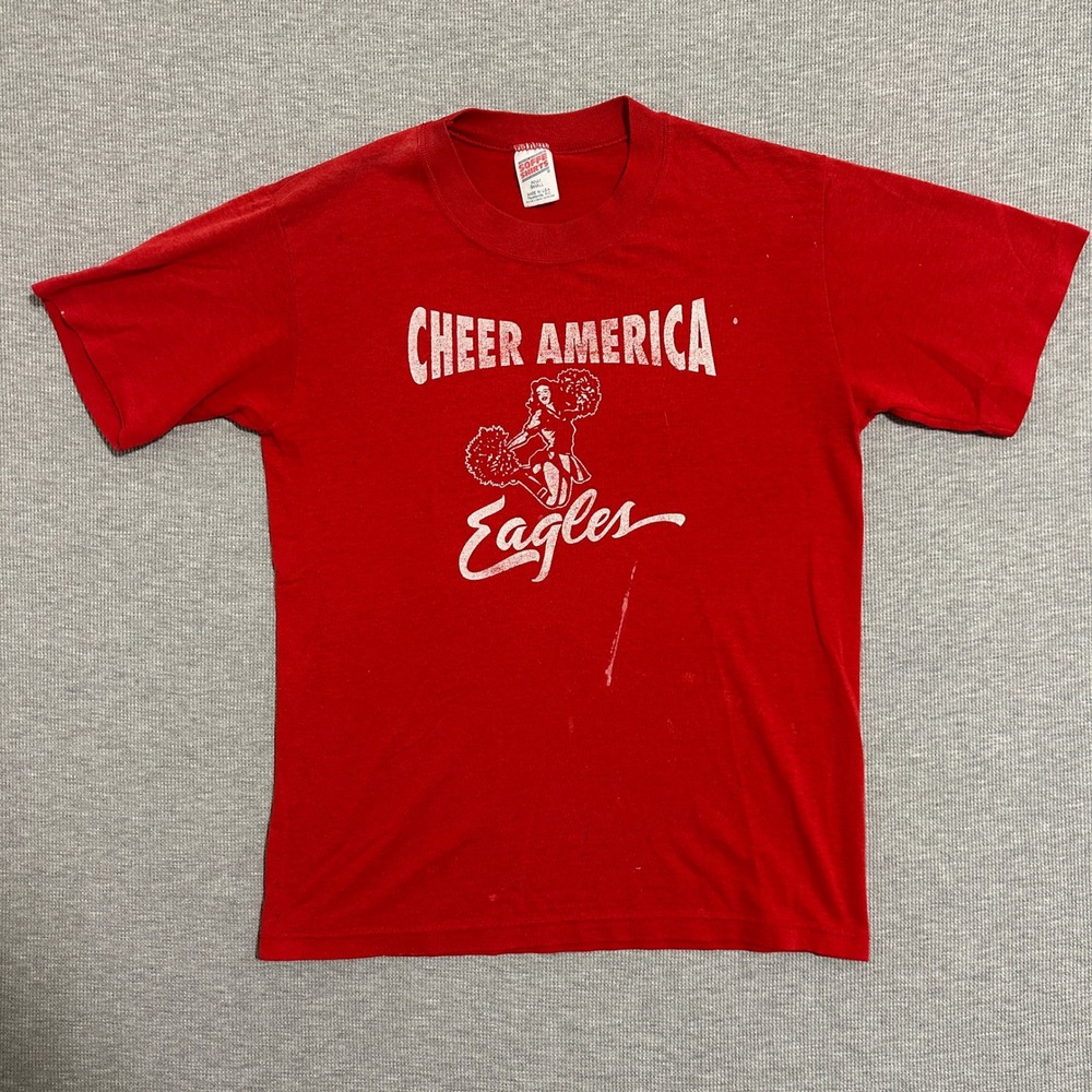 Vintage Soffe Shirts Cheer America Eagles Red Graphic T-Shirt Small Made in USA